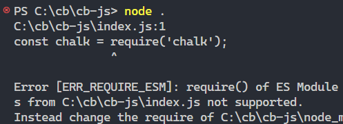 The "require() of ES modules is not supported (ERR_REQUIRE_ESM)" error happening.