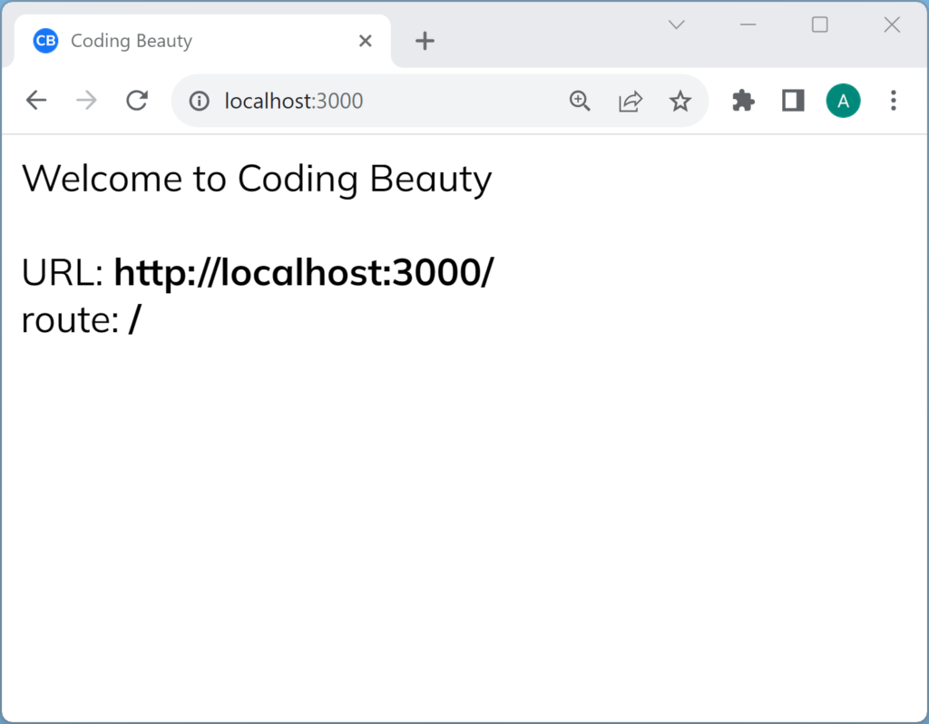 The current URL is displayed on the Next.js app router component
